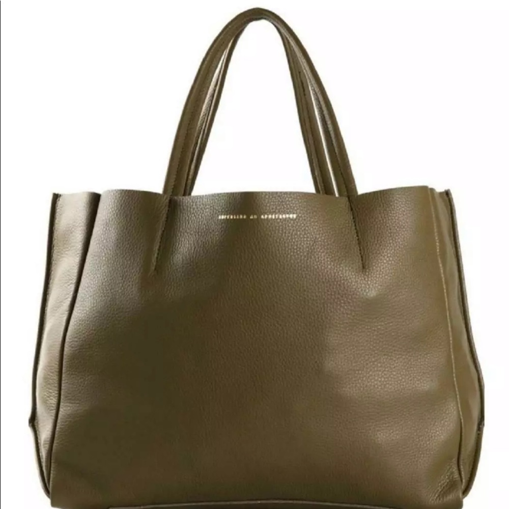 Ampersand as Apostrophe Olive Green Leather Tote
